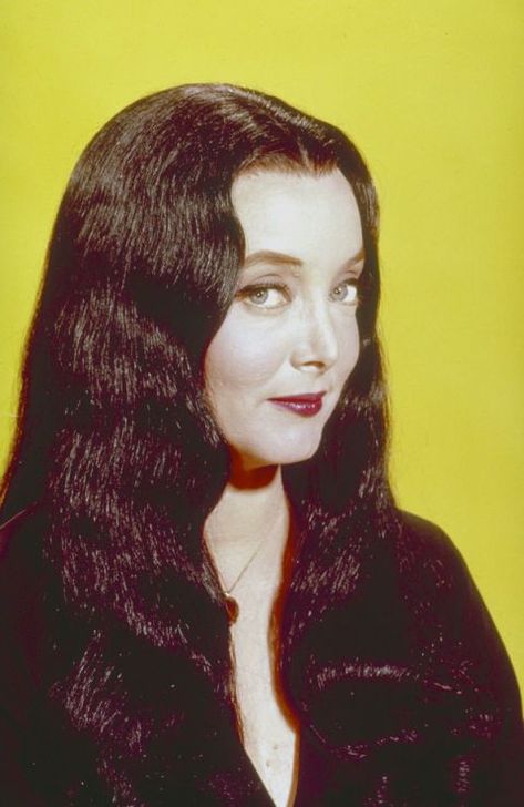 Morticia Addams in <em>The Addams Family</em> (1964-966) The Addams Family 1964, Morticia And Gomez Addams, Caroline Jones, Charles Addams, Gomez Addams, Carolyn Jones, Game Shows, Tv Photo, Talk Shows