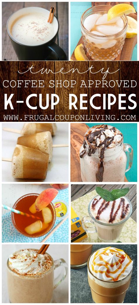 Round-up of our favorite K-Cup Recipes, think outside the cup. Dessert, Coffees, Sweet Drinks and More on Frugal Coupon Living.. Keurig Iced Coffee, Keurig Recipes, Keurig Coffee Recipes, Cup Recipes, Coffee Meets Bagel, Mint Coffee, Cup Dessert, Keurig Coffee, Coffee Drink Recipes