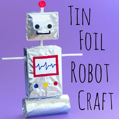 Kids will love to make their own robot out of tin foil with this fun craft idea! You can mix and match different shapes and sizes to create lots of different robots! Robots Preschool, Paper Robot, Cardboard Tube Crafts, Cardboard Robot, Make A Robot, Robot Craft, Recycled Robot, Recycled Crafts Kids, Diy Robot