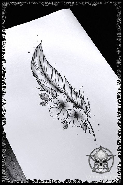 Pin by Rachel Lawshe on Metal & Ink | Feather hip tattoos, Feather tattoo design, Feather tattoos Feather With Flowers Tattoo, Flower Feather Tattoo, Feather And Flower Tattoo, Feather Hip Tattoos, Plume Tattoo, Tattoo Plume, Feather Tat, Ink Feather, Small Feather Tattoo