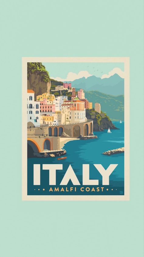 #italy #wallpaper #art #aesthetic Posters Italy, Amalfi Coast Poster, Italy Wallpaper, Italy Amalfi Coast, Italian Wallpaper, Italy Amalfi, Italy Poster, Italy Aesthetic, Travel Italy