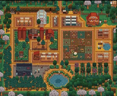 Stardew Valley Silo Layout, Stardew Normal Farm Layout, Stardew Farm Inspiration, Stardew Organization, Stardew Valley Standard Farm Layout No Mods, Stardew Valley Normal Farm Layout, Stardew Valley Starter Farm Layout, Stardew Layout Farm, Stardew Valley Standard Farm Layout Ideas