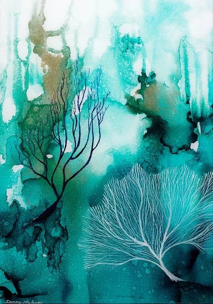 Creative Canvas Painting Ideas, Kunst Inspo, Underwater Painting, Coral Art, Sea Life Art, Underwater Art, Soyut Sanat Tabloları, Canvas Painting Ideas, Alcohol Ink Painting