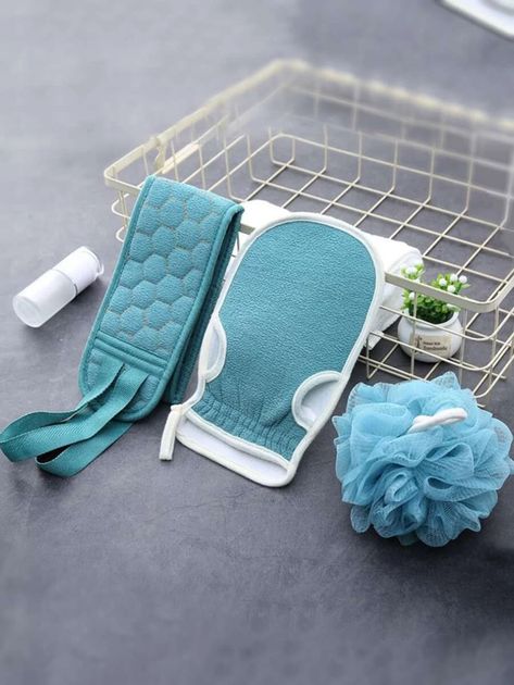 3pcs Bath Exfoliating Glove & Foaming Net Ball Set | SHEIN EUR Spa Luxe, Bath Scrubs, Bath Sponges, Back Scrubber, Bad Set, Loofah Sponge, Foaming Bath, Exfoliating Gloves, Shower Sponge