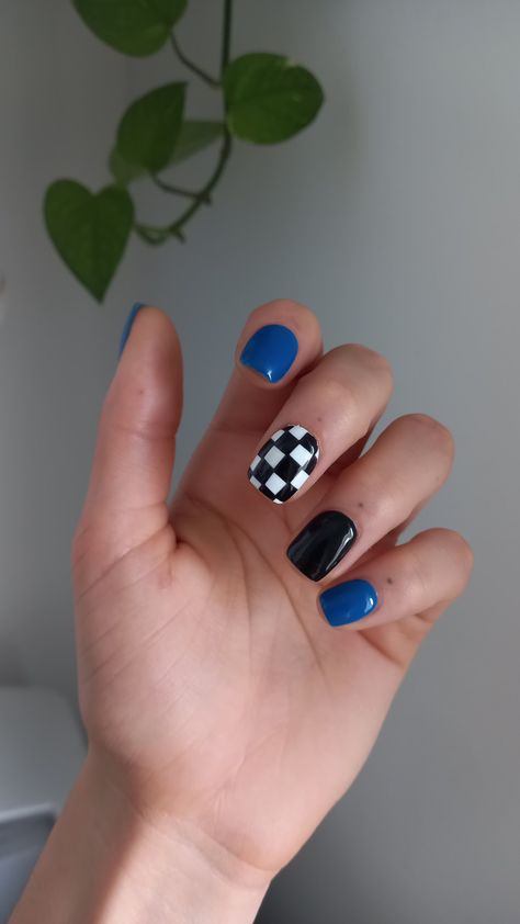 Blue White And Black Nails, Black And Blue Nails Short, Cowboy Nails, Dark Blue Nails, Country Nails, Queen Nails, Mens Nails, Hard Nails, Nail Shimmer