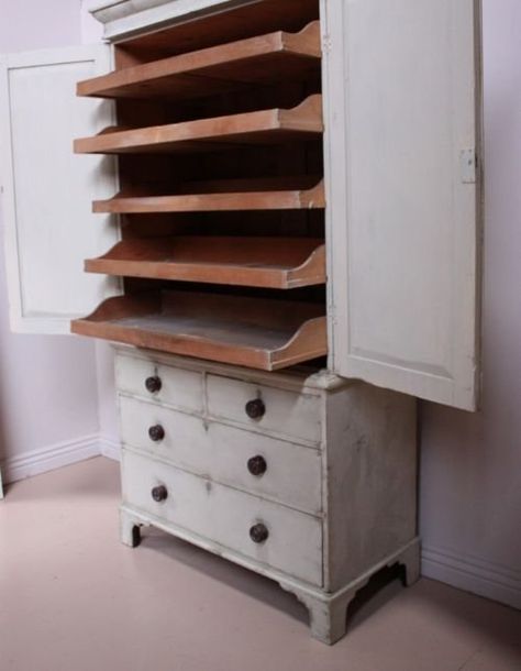 Linen Press Cupboard, Brownstone Dollhouse, Woodland Furniture, Sun Bedroom, Sheets Storage, Antique Linen Press, Linen Closet Shelves, Linen Drawer, Antique Cupboard