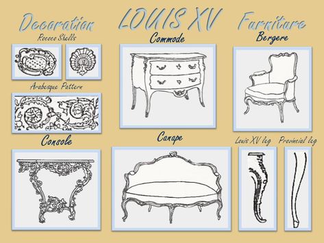 Part 2 Louis XV 2 Create the French Provincial Style understand ... Rococo Chair, Louis Xv Furniture, Neoclassical Furniture, Rococo Interior, Louis Xvi Furniture, Rococo Furniture, Country Interior Design, Furniture Sketch, Provincial Style