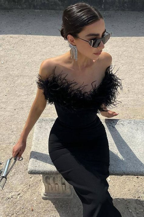 Vintage Sweetheart Strapless Bandage Knit Feather Trim Maxi Dress - Black - M / Black -  #Bandage #Black #Dress #Feather #Knit #maxi #Strapless #Sweetheart #Trim #vintage Faux Feathers, Maxi Dress For Women, Multi Dress, Feather Trim, Custom Size Dresses, Strapless Maxi, Strapless Maxi Dress, Maxi Dress Evening, Daily Dress