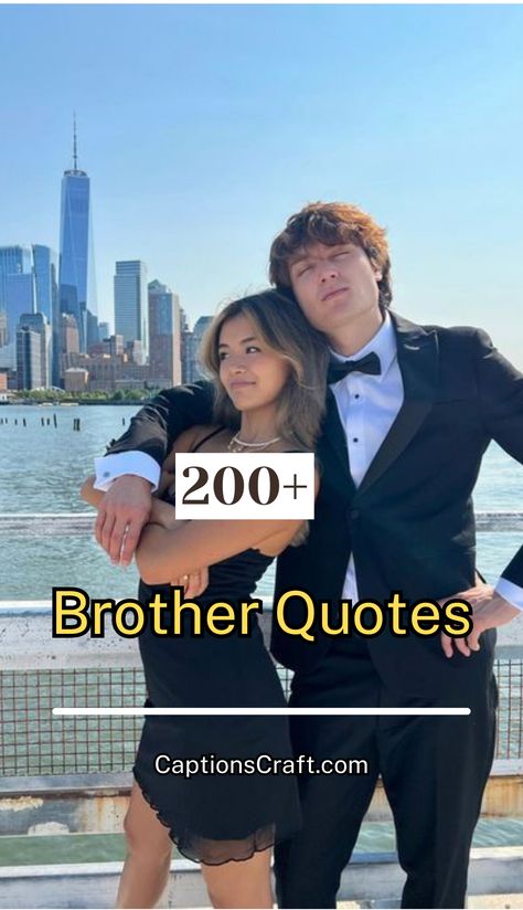 Brothers are more than just family; they are lifelong friends and partners in crime. These 200+ brother quotes celebrate the unique bond that siblings share, whether through shared memories, laughter, or even the occasional rivalry. Whether you're looking to express love, appreciation, or humor, these quotes will help you show your brother how much he means to you. Save and follow for more heartwarming sibling quotes that will make every brother feel cherished! Sibling Quotes, Brother Quotes, Lifelong Friends, Family Bonding, Family Celebrations, Family Quotes, Family Love, Humor, Feelings