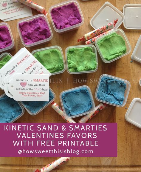 Kinetic Sand Party Favor, Kinetic Sand Valentine, Sand Valentines, Diy Valentine's Gifts For Kids, Valentines Favors, Free Printable Valentines Tags, Valentine Kids, Valentine Favors, Valentine's Ideas