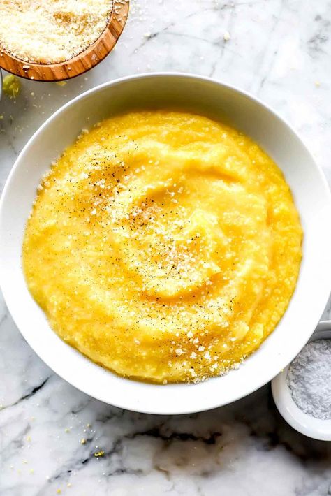 The easiest way to cook creamy, soft polenta won’t take hours of whisking or tending when it’s cooked in the oven instead of on the stovetop. Too often I’ve been served polenta that tastes chalky or gritty or just doesn’t have much flavor. Polenta is a very simple dish, but in most recipes, it typically... continue reading... about Creamy Polenta The post Creamy Polenta appeared first on foodiecrush. Italian Chicken Dishes, Cheesy Polenta, How To Cook Polenta, Foil Packet Dinners, Polenta Recipes, Creamy Polenta, Foodie Crush, Light Bites, Best Comfort Food