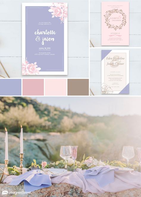 Periwinkle and Pink Wedding Color Combo Inspired by the Desert Periwinkle Wedding Theme, Periwinkle And Pink, Bluegrass Wedding, Periwinkle Wedding, Pink Wedding Colors, Romantic Rustic Wedding, Wedding Color Combos, Georgia Wedding Venues, Wedding Color Trends