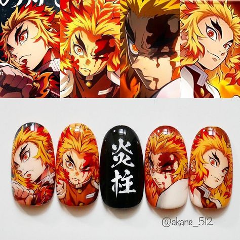 Back To School Nails, Anime Nails, School Nails, Fashion Nails, Demon Slayer, Manicure, Nail Art, Fan Art, Instagram Post