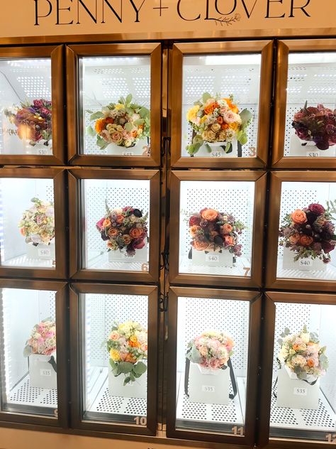 Flower vending machine #flowers Flower Vending Machine, Florist Business Plan, Vending Machine Aesthetic, Vending Machine Design, Florist Business, Apple Rose, Apple Roses, Flower Store, Flowers Shop