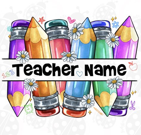 Teacher Name Signs, Teaching Quotes, Matching Christmas Shirts, Hand Lettering Art, Teacher School, Teacher Png, Png Text, Cricut Craft Room, Teacher Name