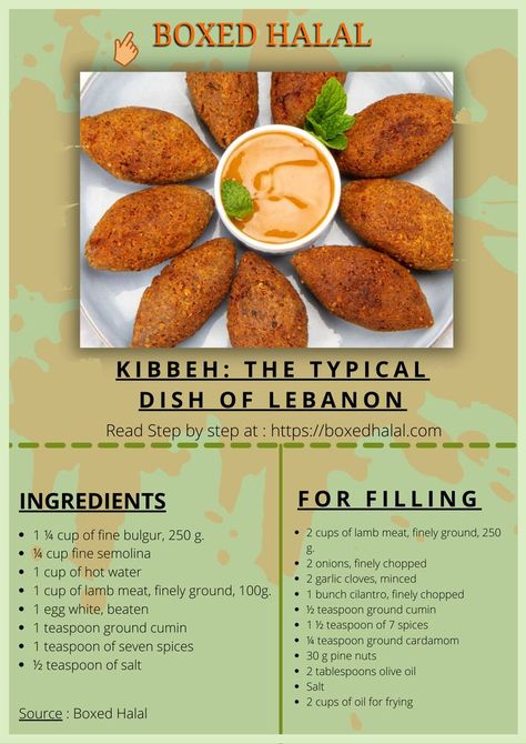 Kibbeh Recipe written on  a chart Kibbeh Recipe Lebanese, Kibbeh Recipe, Lebanon Food, Asian Dinners, Iftar Recipes, Tomato Broth, Ground Lamb, Halal Recipes, Lebanese Recipes