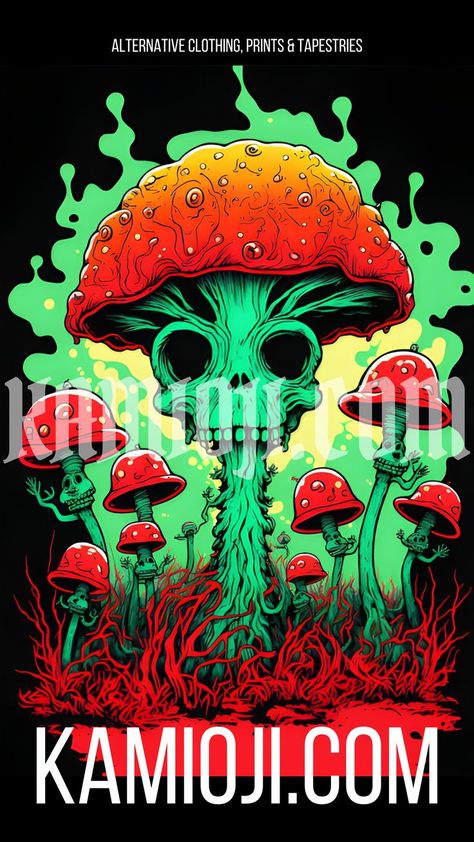 Weirdcore Aesthetic, Mushroom T Shirt, Trippy Shirts, Trippy Mushroom Design, Red green and black, KAMIOJI.COM Mushroom Tshirt, Trippy Clothes, Aesthetic Mushroom, Trippy Shirts, Trippy Mushroom, Mushroom T Shirt, Weirdcore Aesthetic, Mushroom Shirt, Puff And Pass