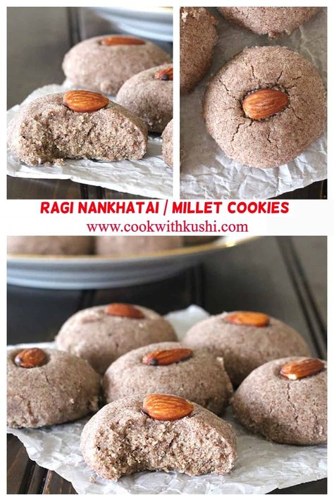 Ragi Cookies Recipe, Ragi Biscuits Recipe, Ragi Recipe, Baked Indian Snacks, Ragi Cookies, Indian Bakery, Cookies Recipes Indian, Millet Cookies, India Recipes