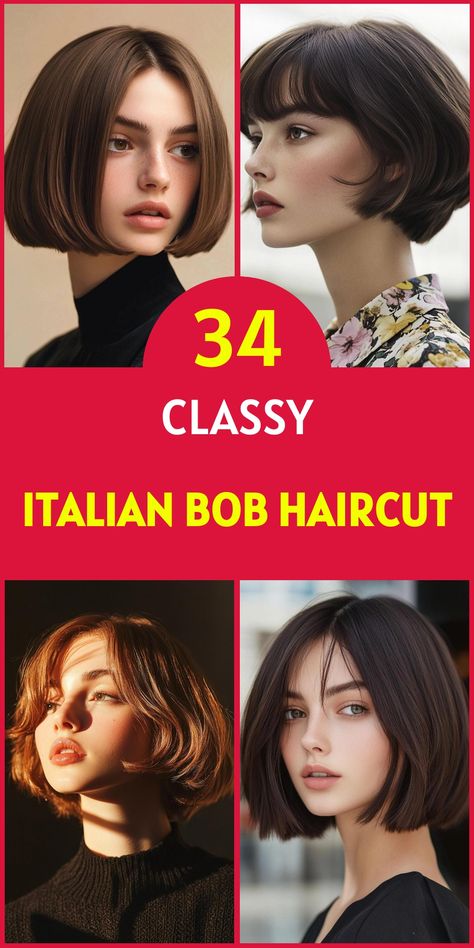 Discover the timeless elegance of the Italian bob haircut! Explore 34 stunning variations of this chic style that combines effortless sophistication with a touch of Mediterranean flair. From sleek and polished to tousled and textured, these Italian-inspired bobs offer versatility for every face shape and hair type. Learn how to style and maintain your Italian bob for a head-turning look that exudes confidence and grace. Botox Bob Haircut, Beveled Bob Haircut, Heavy Italian Bob, Italian Bob 2024, Italian Bob Haircut, Different Hair Textures, Italian Bob, Chin Length Cuts, Graduated Bob Haircuts