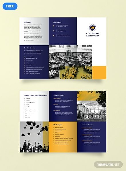 Create the perfect brochure for your college event with this premium template. Easy to edit and fully customizable in all versions of Photoshop, Illustrator, InDesign. This is also printable and free to download. Folder Design Layout, University Brochures, College Brochure, Brochure Sample, Education Brochures, Event Brochure, Brochure Design Layouts, School Brochure, College Event