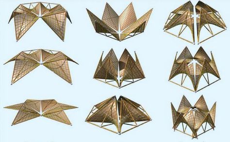 Bamboo Houses, Kinetic Architecture, Folding Architecture, Folding Structure, Temporary Architecture, Origami Architecture, Concept Models Architecture, Bamboo Structure, Shelter Design