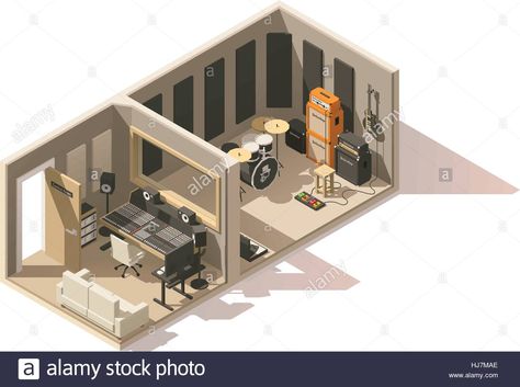 Vector isometric low poly recording studio icon Stock Vector Art & Illustration, Vector Image: 131706022 - Alamy Recording Studio Design Home, Small Recording Studio, Character Digital Art, Home Recording Studio Setup, Recording Studio Setup, Home Studio Ideas, Music Recording Studio, Studio Layout, Japanese Home Design