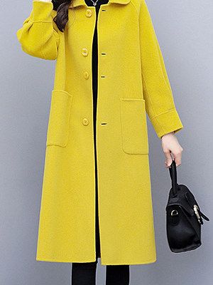 Plain Coats, Woolen Coat Woman, Coat Collar, Easy Costume, Faux Fur Hooded Coat, Buy Coats, Coat Women Fashion, Plaid Coat, Print Coat