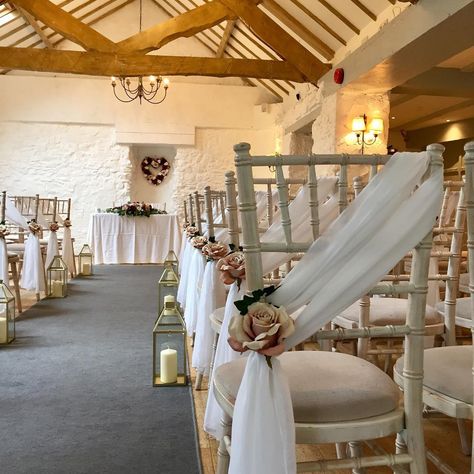 Wild Floral Events on Instagram: “BICKLEY MILL - Today’s gorgeous wedding ceremony all set up for Steff & Paul, we supplied our beautiful white chiffon drapes with faux…” Venue Dressing Wedding, Wedding Venue Dressing Ideas, Wedding Venue Dressing, Wedding Dressing, Venue Decorations, Inn Wedding, Welcome To Our Wedding, White Chiffon, Gorgeous Wedding