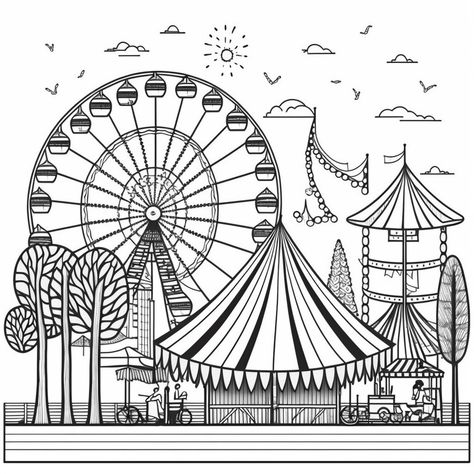 Carnival Coloring Pages, Daycare Crafts, Colouring Pages, Circus, Carnival, Coloring Pages, Craft Ideas, Art Painting, Doodles