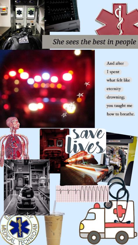 Emt Aesthetic Girl, Paramedic Vision Board, Emt Vision Board, Paramedic Aesthetic Wallpaper, Ems Tattoos Emt, Emergency Medicine Wallpaper, Emt Paramedic Aesthetic, Paramedic Inspiration, Emt Aesthetic