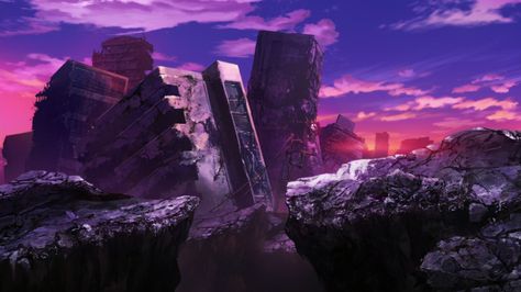 Destroyed City Background, Apocalyptic Background, Art In Japanese, Blue Exorcist Movie, Exorcist Movie, Work Anime, Witch Craft Works, Background Anime, Desert Places