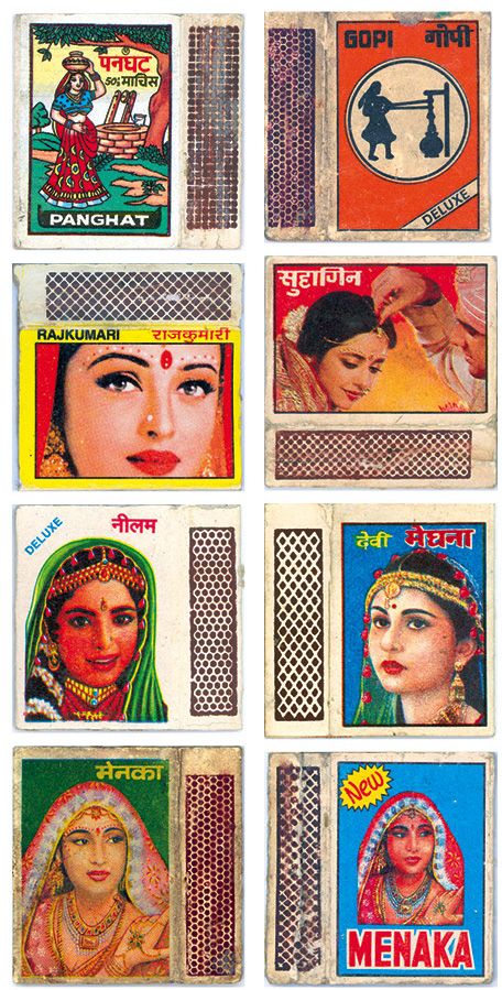 500 striking Indian matchbox labels gathered by Shahid Datawala Matchbox Aesthetic, Indian Nostalgia, Indian Graphics, Bollywood Aesthetic, Modern India, Indian Illustration, Matchbox Art, Vintage India, Collection Display