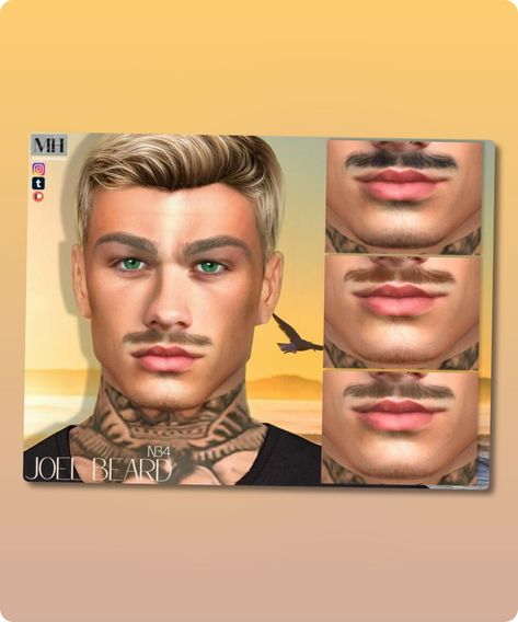 Mustache in 13 colors – HQ Compatible. Preview – CAS thumbnail Pictures were taken with HQ mod. Model + CC list can be found on my Patreon. Enjoy! Author: MagicHand #gaming #sims #facial_hair #hq_mod #sims4 #sims4cc Sims Facial Hair Cc, Sims 4 Moustache Cc, Sims 4 Beard Cc Alpha, Ts4 Mustache, Sims 4 Men Facial Hair, Sims 4 Male Facial Hair, Sims 4 Beard Facial Hair, Beauty Eyebrow, Model Nails