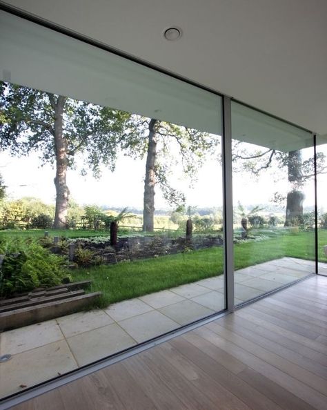 Glass Link Between Buildings, Underground Homes, Sliding Glass Doors, Glass Walls, Floor To Ceiling, New Build, Back Gardens, Glass Doors, Sliding Glass Door