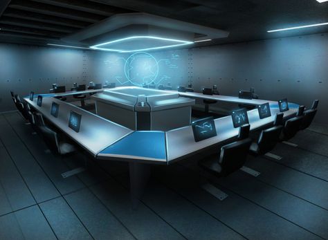 The type of meeting room that is used in the user story Futuristic Meeting Room, Futuristic Office Interior, Kota Masa Depan, Sci Fi Room, Home Basketball Court, Scifi Interior, Sci Fi Building, Meeting Room Design, Sci Fi Props