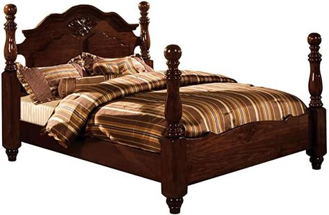 Amazon.com: 4 Post Bed Frame Queen - Wood / Beds, Frames & Bases / Bedroom Furniture: Home & Kitchen Eastern King Bed, Lit King Size, Headboard Decor, King Platform Bed, Bed Queen, Four Poster Bed, Solid Wood Platform Bed, California King Bedding, Four Poster