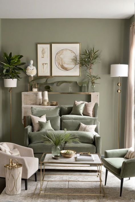 Green And Sand Living Room, Soft Sage Living Room, Sage Green Interior Design Mood Board, Sage And Beige Living Room, Sage And Cream Living Room, Sage Green And Cream Living Room, Sage Green Office, Green Office Decor, Sage Living Room