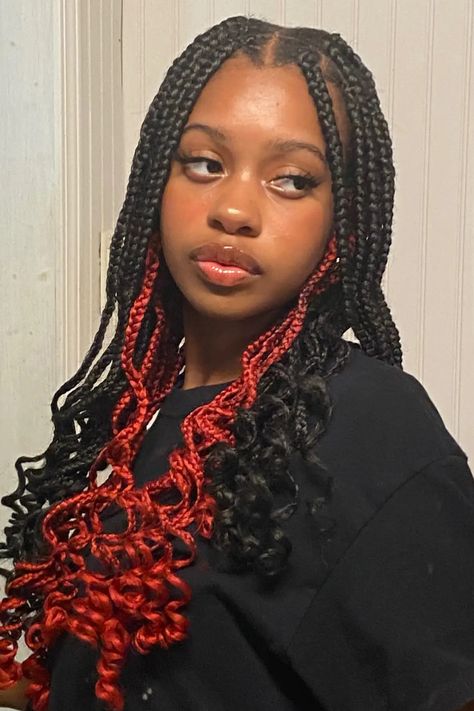 Peekaboo Braids Peekaboo Braids Red, Braids Peekaboo, Peekaboo Braids, Red Peekaboo, Braids Red, Black Box Braids, Cute Box Braids, Cute Braided Hairstyles, Cute Box Braids Hairstyles