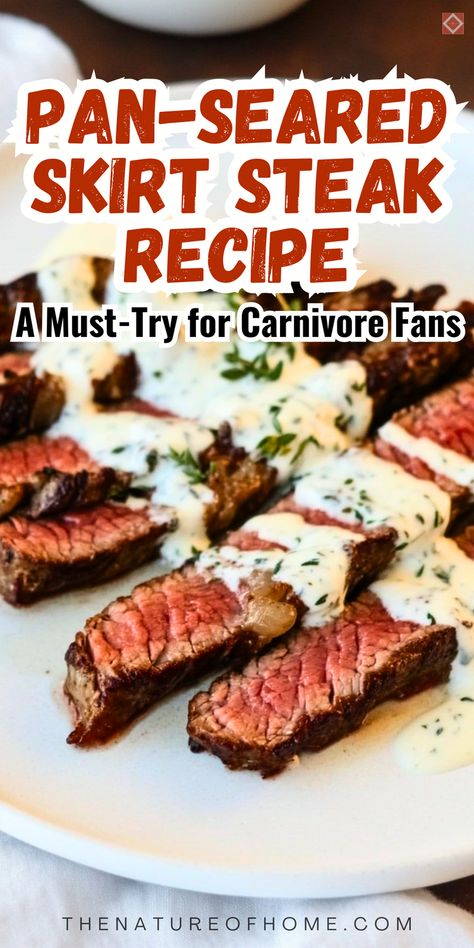 Sear up some bold flavor with this pan-seared skirt steak recipe! Juicy, tender, and ready in minutes, it’s the perfect carnivore diet dinner idea. High in protein and low in carbs, this dish is simple, satisfying, and full of flavor. Save this pin for your next quick and hearty meal! Carnivore Diet Dinner, Strict Carnivore Diet Recipes, Carnivore Diet Meals, Carnivore Diet Food List, Skirt Steak Recipe, Carnivore Ideas, Carnivore Meals, Carnivore Diet Recipes, Meat Main Dishes