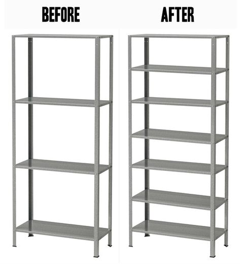 Ikea Metal Shelves, Elvarli Ikea, Ikea Omar, Ikea Shelf Hack, Ikea Upgrades, Ikea Shelving Unit, Ikea Organization Hacks, Storage Ikea, Ikea Kallax Hack