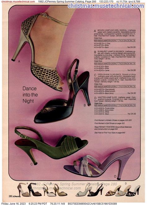 1982 JCPenney Spring Summer Catalog, Page 280 - Catalogs & Wishbooks 80s Heels, 90s Shoe Catalog, 80s Shoes 1980s Style, 80s Heels Vintage, 1980s Jelly Shoes, Vintage Ads Shoes, Vintageleather Sandals 1980, 1980s Shoes, 80s Shoes