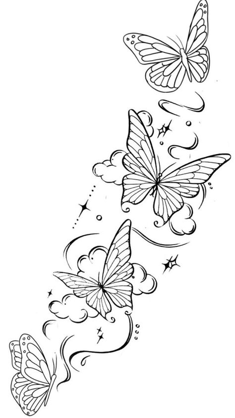 Tattoo Add Ons Ideas Butterflies, Butterflies And Swirls Tattoo, Back Tattoos Sketches, Tattoo Design Drawings Butterfly, Flower And Butterfly Tattoos For Women, Detailed Tattoo Stencil, Calf Tattoos For Women Stencil, Womens Full Sleeve Tattoo Ideas, My Mothers Keeper Tattoo Stencil