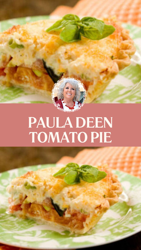 Paula Deen Tomato Pie Tomatoe Pie Recipes Paula Deen, Paula Deen Tomato Pie, Easy Tomato Pie, Tomato Pie Recipe Easy, Green Tomato Pie, Tomato Pie Recipe, Southern Greens, Cheese Cheddar, Paula Deen Recipes