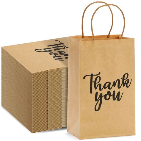 100-Pack Small Thank You Gift Bags with Handles, Brown Kraft Paper Material Bag Bulk for Wedding Birthday Party Favor, Retail Small Business, 9x5.3x3.15 in - Walmart.com Bags For Small Business, Thank You Writing, Small Thank You Gift, Thank You Bags, Thank You Party, Favour Bags, Holiday Favors, Kraft Bag, Wedding Gift Bags