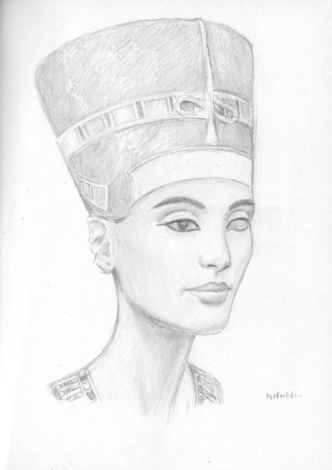 Queen Nefertiti Art, Queen Nefertiti Tattoo, Egyptian Queen Tattoos, Nefertiti Art, Bust Of Nefertiti, Nefertiti Tattoo, Egyptian Drawings, Queen Drawing, African Tattoo