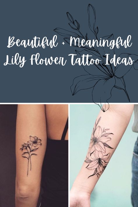 53 Lily Flower Tattoo Ideas That Are Beautiful + Meaningful - tattooglee Tiger Lily Wrist Tattoo, Lilly Tattoo Meaning, Lily And Daisy Tattoo, Minimalist Lily Tattoo, Day Lily Tattoo, Easter Lily Tattoo, Lily Tattoos For Women, Tiger Lily Tattoo, Lilly Tattoo Design