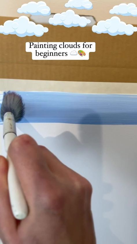 Here is the easiest method I know using just a mop brush! ☁️🎨 #art #painting #paintingtutorial #beginner #diy #paintingtips #easypaintin | Emily Seilhamer Art | Emily Seilhamer Art · Original audio Mop Brush Painting, Easiest Paintings For Beginners, Decorative Painting Techniques, Easy Paintings For Beginners, How To Make Clouds, Painting Clouds, Brush Art, Cloud Painting, Painting Tips