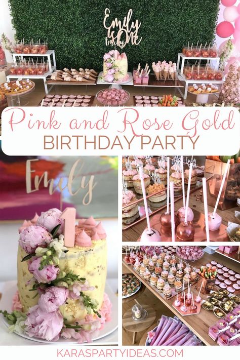 Rose Gold 2nd Birthday Party, Rose Gold Birthday Party Decorations Diy, Blush And Gold Birthday Party, Rose Gold 90th Birthday, Golden Rose Birthday Party, 40th Birthday Ideas For Women Rose Gold, Pink And Gold 30th Birthday Party, Rose Gold 60th Birthday Party Ideas, Rose Gold And Blush Pink Birthday Party