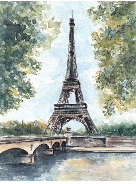 France Sketch, Efile Tower, Paris Sketch, City Sketches, Eiffel Tower Drawing, Paris Watercolor, Paris Drawing, Eiffel Tower Painting, Eiffel Tower Wall Art