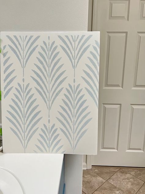 How to Use a Wall Stencil - ORC Week 4 Update - Perfecting Places Palm Stencil, Easy Wall Stencil, Leaf Wall Stencil, Wall Stencil Designs, Sherwin Williams Alabaster, Wall Stencil Patterns, Shower Inserts, Wall Stencil, One Room Challenge